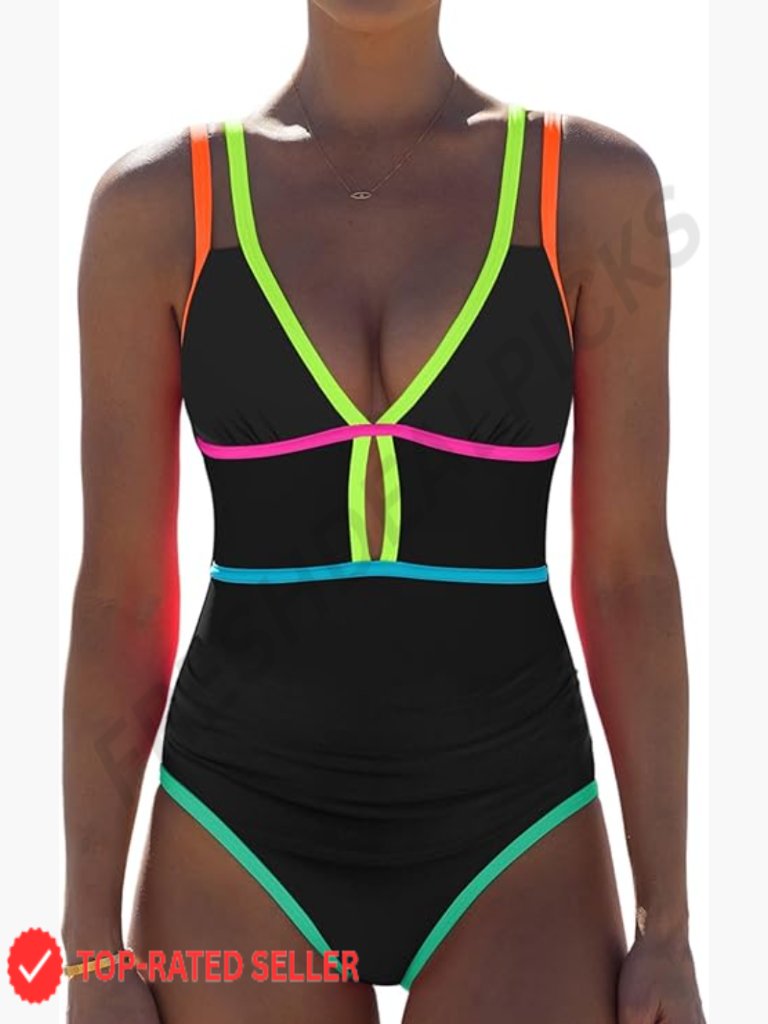 Women's One Piece Swimsuit Tummy Control Sexy Cutout V-Neck Adjustable Straps